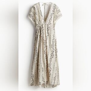 H&M Cover UP OFF White Black Floral Maxi Cotton Vacation Dress M L